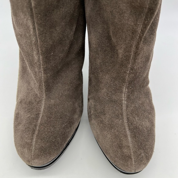 Michael Kors Grey-Taupe Suede High Heel Stiletto Ankle Leather Boots SZ 8 - Picture 5 of 15